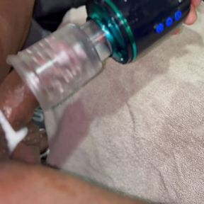 Beefy Black Man Milks Dick With Automasturbator Until He Creampies Toy