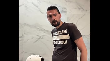 hot jock sucking daddy&#039_s massive cock in public bathroom