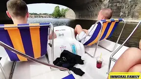 Curious wife Lovita Fate enjoys a surprise boat ride threesome with