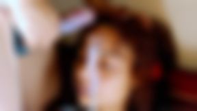 CUM FACIAL 2 - Loren Gets a Forehead Cum Blessing While Trying to Watch TV (Cum Clean Up and Slow Mo)