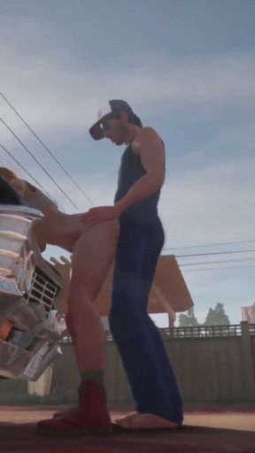 Girl Fucked on a Chevy Impala: 3D Porn