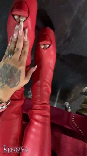 Jerk off for my red boots