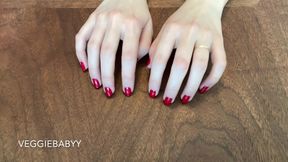 Long Red Natural Nail Tapping