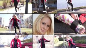 Stella Term SLC Leg Sling Challenge - Crutching and Hopping Around the Park (in HD 1920X1080)