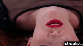 Indulging her nylon fetish with sexy redhead girlfriend