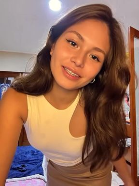 Tiny teen with cute boobs gets naked for the camera