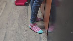 Chrissy doing dishes in fuzzy socks pt4