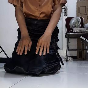 Satin Black Skirt Cum Rag