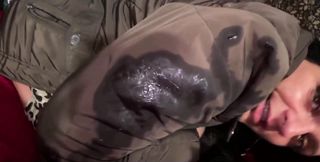 Brown Downjacket Tease, Long Nails, Deep Sloppy Throat and Cum on My Sleeve