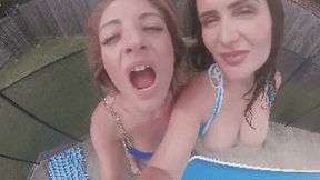 Tiny Man's Pool Day: Alba Zevon and Tilly McReese (HD MP4) Outdoors, Swimsuits, Wet, Goddesses