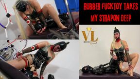 RUBBER FUCKTOY TAKES MY STRAPON DEEP