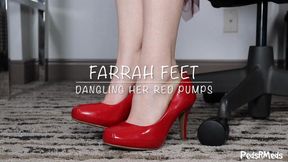 Farrah Feet Dangling Her Red Pumps
