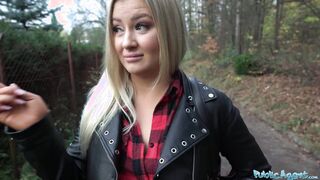 Outdoors Agent Crazy Sexy Big Titted Blonde takes her clothes off inside