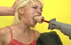 Cute blonde latina deepthroat gag