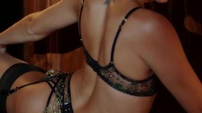 Hot lesbians in black lingerie enjoying intimate play