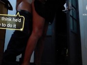 Sissy being fucked with the open door exhibition for a taxi driver. English captions.