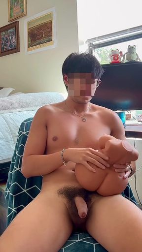 Asian College Bator and His Sex Doll