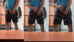Gym lockerroom cumshot