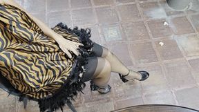 Milah Crossing her beautiful legs on secrets in lace stockings and sexy heels