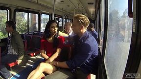 Crazy bitch Karmen Bella gives blowjob in the bus