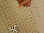 Hung 17cm Teen DomTop Pissing HARD In Public Shower - Almost Got Caught