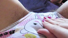 Big clit rubbing in cute panties