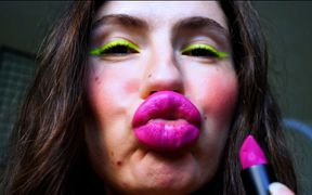 Naughty Magenta Lipstick Kiss Spit Fetish Kissing