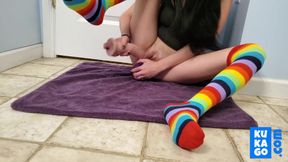 Tiny Milf Squirts Hard with Bad Dragon Dildos