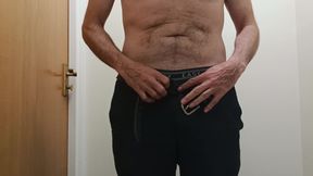 Wanking at Work in the Toilet, Big Uncut Cock Close up Cum - Rockard Daddy