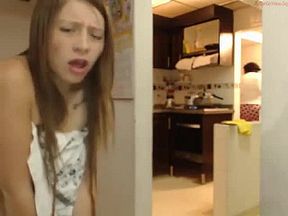 Hot teen masturbating while mom is around