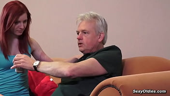 Twenty years old kinky redhead fucks old man