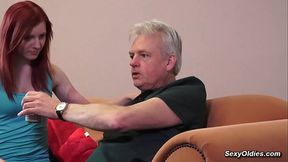Twenty years old kinky redhead fucks old man