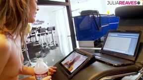 Babe gets a hard fuck on the floor while getting chocked