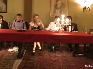 Gagged sweetheart and her kinky allies were bound up in front of many people, just for the joy of it