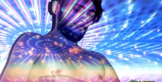 Jerking off my big uncut latino cock in space with fireworks cumshot