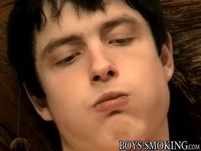 Adorable jock Gus masturbates while smoking cigars solo