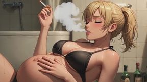 Broken Pregnant Smoker in Toilet - Humiliating State