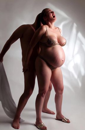 Pregnant wife submits to BDSM in missionary position