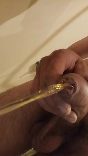 I piss the wank and cum