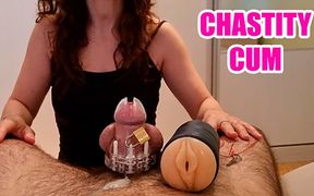 Chastity Tease with Vibrator and Fleshlight