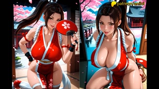 Shiranui Mai from Street Fighter in hot seduction on the ring