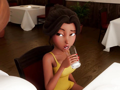 nimation Shemale Takes Big Cock While Dining in 3D Style