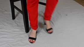 Rhea dangles her open toed high heels (1080)