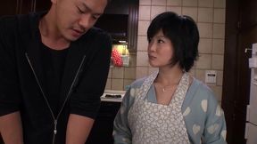 japanese couple with nice milf is cooking and fucking at home