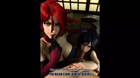 League of Legends Miss Fortune and Ahri cosplay Uncensored Hentai AI generated