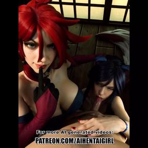 League of Legends Miss Fortune and Ahri cosplay Uncensored Hentai AI generated