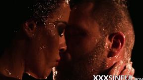 ”Erotic sex session in complete darkness with bombshell girl”