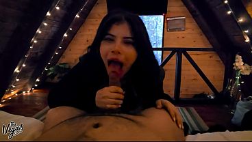 Dark Cabin POV Blowjob: I Sucked Him Deep in the Shadows, Swallowed Every Drop &amp_ Teased with My Tits | The Vegas Amateur Anniversary BJ