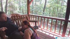 Outdoor Porch Swinging Blow Job and Pussy Licking with Ginger MILF Wife with Long Braided Hair