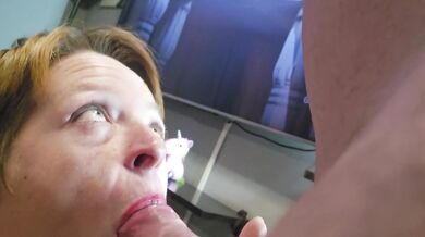 Mature whore gets her throat fucked in shocking homemade POV